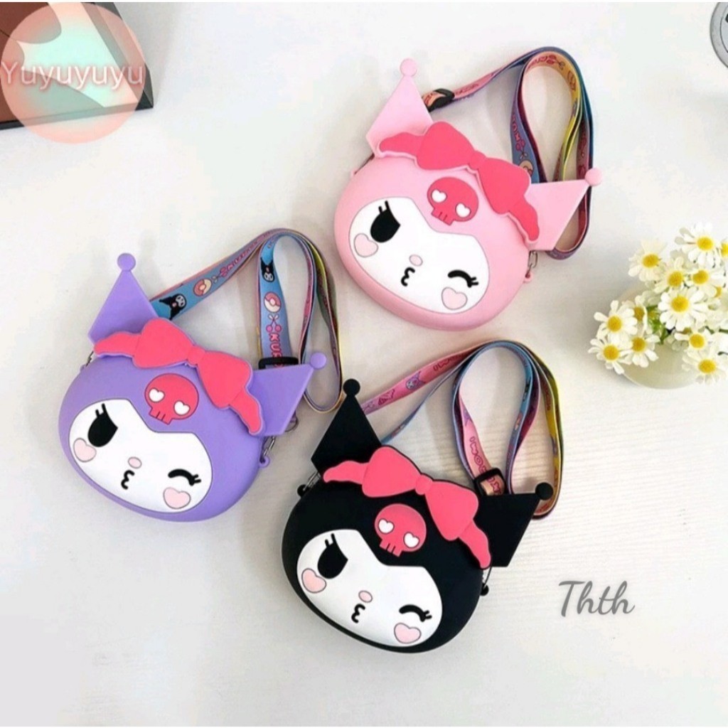 Túi đeo chéo họa tiết KUROMI.MELO,THỎ nhỏ cho bé 9x14 Cm