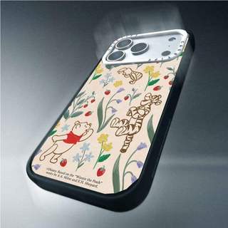CASECASE X Pooh Thêu Họa Tiết Hoa Ốp Lưng Máy Ảnh Màu Trắng Vòng Phiên Bản Mờ Đen Cứng Hút Từ Tính Tác Động Dành Cho Apple IPhone 13 14 15 16 17 Pro Max Air Plus Có Hộp