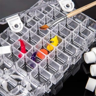 HIGHVIEWLS Khay Sơn, Chảo Nửa Chống Rò Rỉ Kín Khí Pallet Tranh Màu Nước, Acrylic Di Động 12 / 24 / 36 Wells Khay Sơn Hộp Tranh Màu Nước