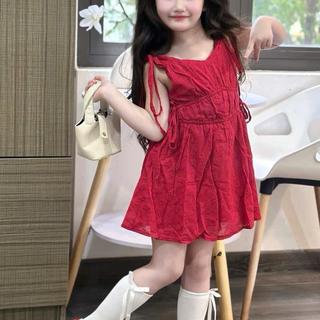 V42-[tomnaukids] Váy ren thô boi màu ĐỎ rút dây cho bé size từ 9-38Kg