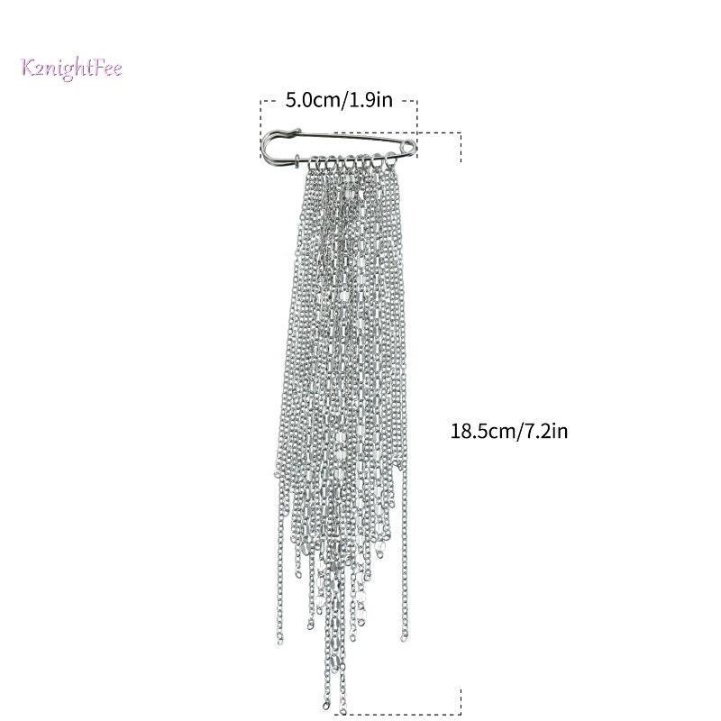 K2nightFee Thời Trang Phóng Đại Kim Loại Dây Xích sel Dây Xích Pin Trâm Dành Cho Nữ Mới Thoáng Mát Phù Hợp Với Áo Sơ Mi Charm Cố Định Kim Phụ Kiện Trang Sức VN