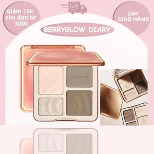 JUDYDOLL Highlight & Contour Palette 4 Ô – Tạo Khối, Bắt Sáng Tự Nhiên, Lâu Trôi, Chính Hãng.