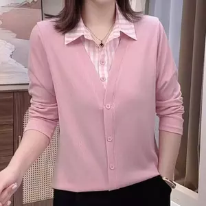 Áo sơ mi dài tay cổ giảm béo thời trang mới dành cho nữ