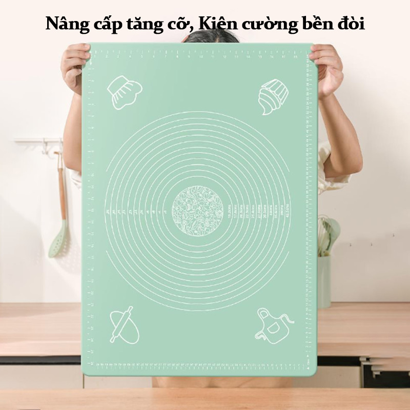 Thảm nhào bột silicon cỡ lớn dày dặn, không mùi kháng khuẩn, chống dính an toàn thực phẩm
