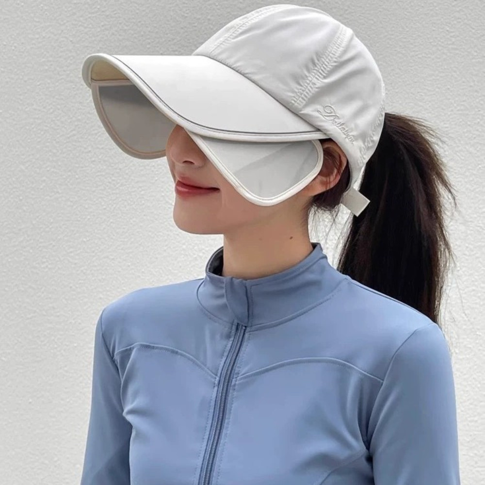 Mũ Chống Nắng Nữ Vành Trượt Mở Rộng – Nón Lưỡi Trai Nửa Đầu Cotton Thể Thao Chống Tia UV Đi Biển, Du Lịch DINO