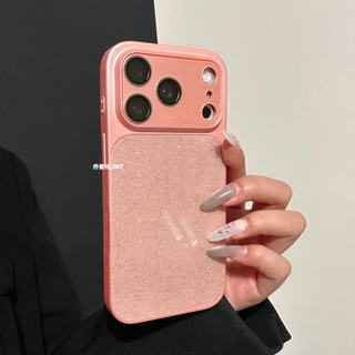Phim Bảo Vệ Ống Kính Hàn Quốc Bột Lấp Lánh Mạ Điện Màu Cam Ốp Lưng Điện Thoại iPhone 17Promax 17Pro 13 14 15 16 Pro Max Vỏ Di Động Nữ Chống Sốc