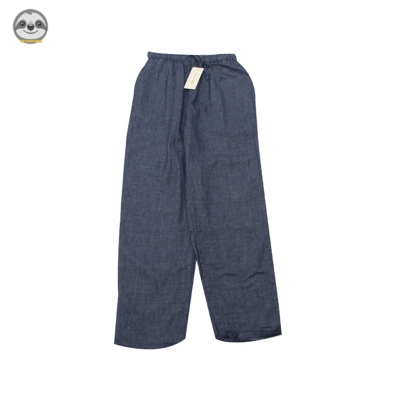Nhật Bản không in/cặp đôi màu quần với dây rút/nam và nữ 100% cotton đôi lớp sợi kẻ sọc sóng điểm ngủ quần/bên ngoài có thể mặc
