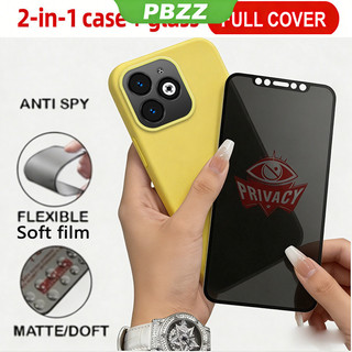 Thạch Màu 2 Trong 1 Gốm Sứ Kính Cường Lực Chống Riêng Tư + Ốp Lưng Cho infinix smart 8 tecno Spark go 2024 hot 40i Spark 20 20c 5g 2023 Vỏ Điện Thoại Thiết Kế Thẩm Mỹ CUTE GDMFK03