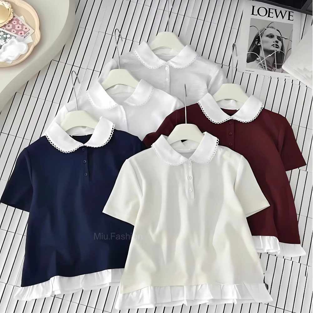 [NEW] Áo thun Polo cổ sen phối viền bèo trẻ trung, năng động, phong cách size 35-60kg  Thời Trang Nữ M152143