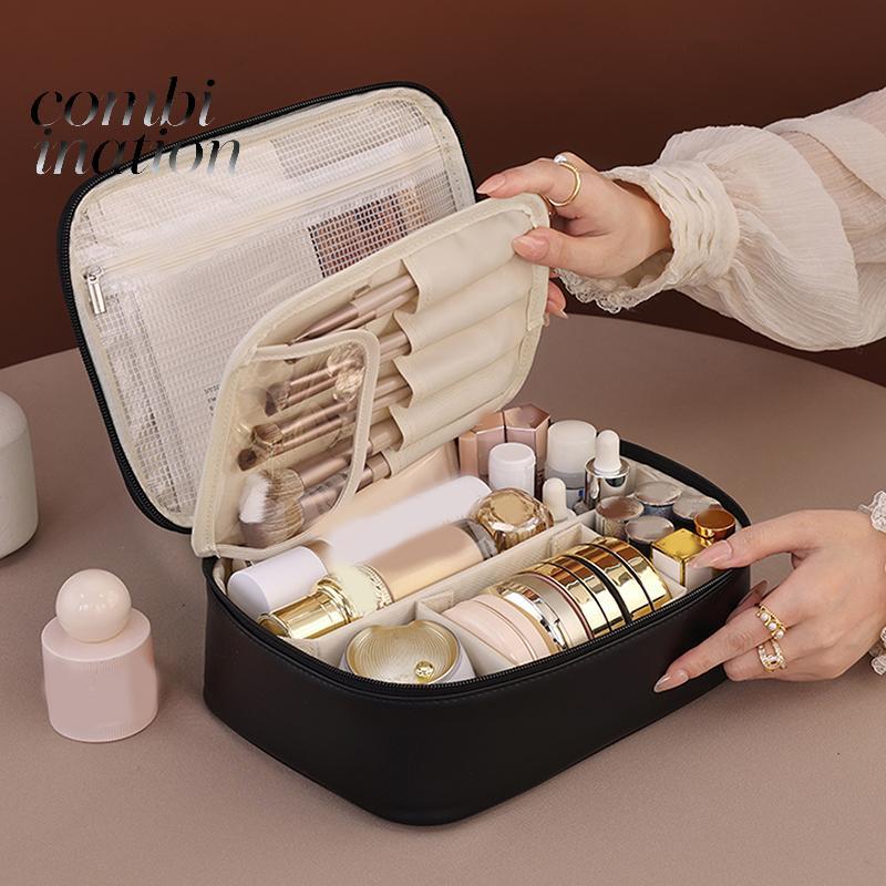 (TFT) Túi đựng mỹ phẩm đa năng dung tích lớn di động Túi đựng đồ trang điểm chia nhỏ tự do Túi đựng mỹ phẩm hợp thời trang thẩm mỹ cao MỚI
