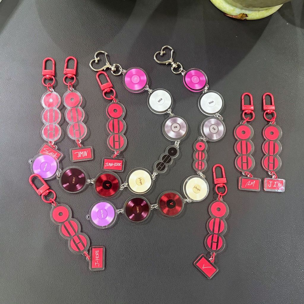 Vòng chìa khóa Kpop Idol BTS ARIANG Họa tiết CD Acrylic Charm Móc khóa dài