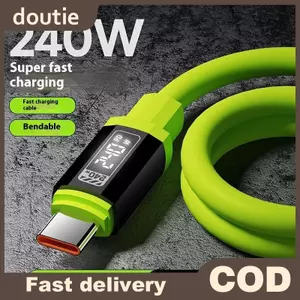 Cáp USB Type-C sang Type-C sạc nhanh 240W 1,5m có màn hình nguồn thời gian thực cho điện thoại di động Cáp sạc nhanh VN
