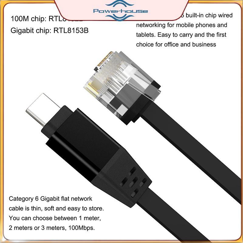 ĐIỆN 1000m Type-C TO RJ45 Cáp kết nối Điện thoại Bộ chuyển đổi mạng có dây cho máy tính xách tay Ipad cho Samsung Huawei Xiaomi.