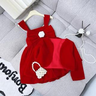 D12-[tomnaukids] Set đầm kèm khoác bé gái diện Noel Tết cực xinh - Size 10-30Kg