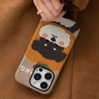 Ốp điện thoại hình chú chó con màu cam 2 trong 1 Apple 17 / 16 iPhone 15 Pro Max Phim mới 14 / 13 Sáng tạo 12 / 11 Pro Max 7 / 8 Plus Vỏ điện thoại bóng hai lớp