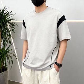 Áo thun nam nữ phong cách đường phố cổ điển, màu sắc tương phản cao cấp