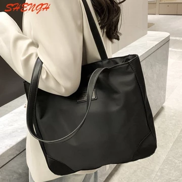 FC3 [SHENGH] Túi Tote Túi Nylon chống thấm nước Túi nữ màu đen Túi đeo vai Túi mua sắm Túi lưu trữ Túi xách Tay cầm Túi làm việc