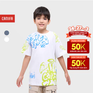 Áo phông bé trai có hình in CANIFA cộc tay cổ tròn in họa tiết 2TS25C004