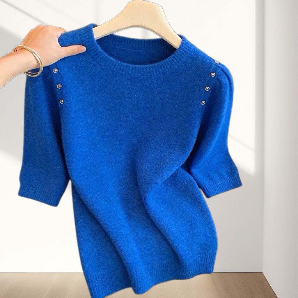 Áo len dệt kim cổ tròn thời trang cổ điển giúp che khuyết điểm cơ thể