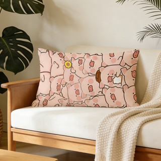 Vỏ gối hình chữ nhật bằng vải Polyester in một mặt Lulu The Piggy, Trang trí động vật hoạt hình dễ thương, Món quà thiết thực cho bạn bè (Không bao gồm chèn gối).