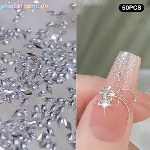 Khung Ảnh 50 Chiếc Móng Tay Mini Zircon Quyến Rũ Lấp Lánh Pha Lê Kim Cương Giả Bộ Sưu Tập Màu Sắc Hỗn Hợp Sang Trọng Làm Móng Tay Trang Trí Phụ Kiện VN