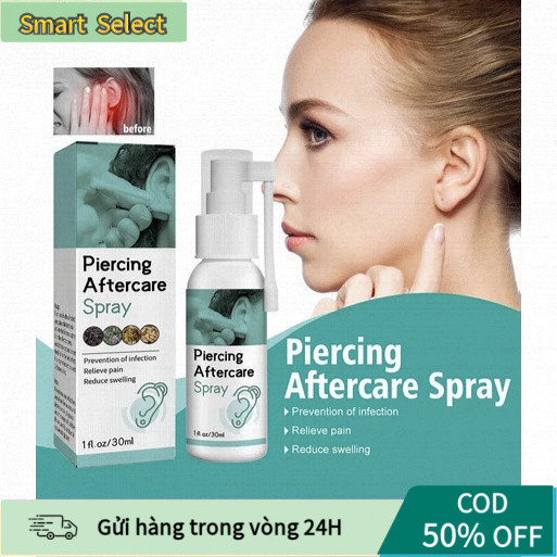 【COD】Xịt chăm sóc lỗ xỏ khuyên hiệu quả, làm sạch nhẹ nhàng, giảm sưng viêm, thu nhỏ vết lõm, bảo vệ vùng da mới xỏ.