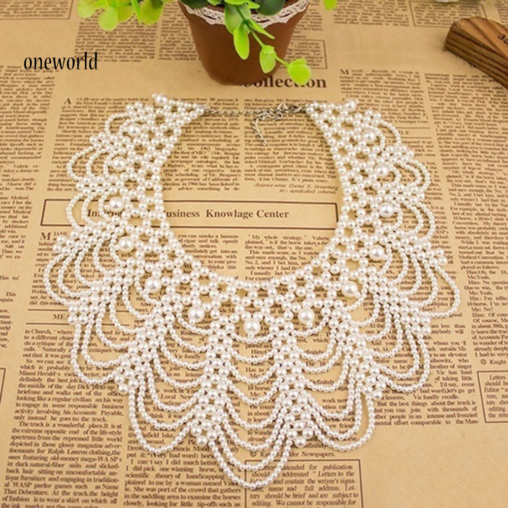 Một thế giới| Phụ Nữ Thanh Lịch Rỗng Giả Ngọc Trai Choker Yếm Cổ Vòng Cổ Tuyên Bố