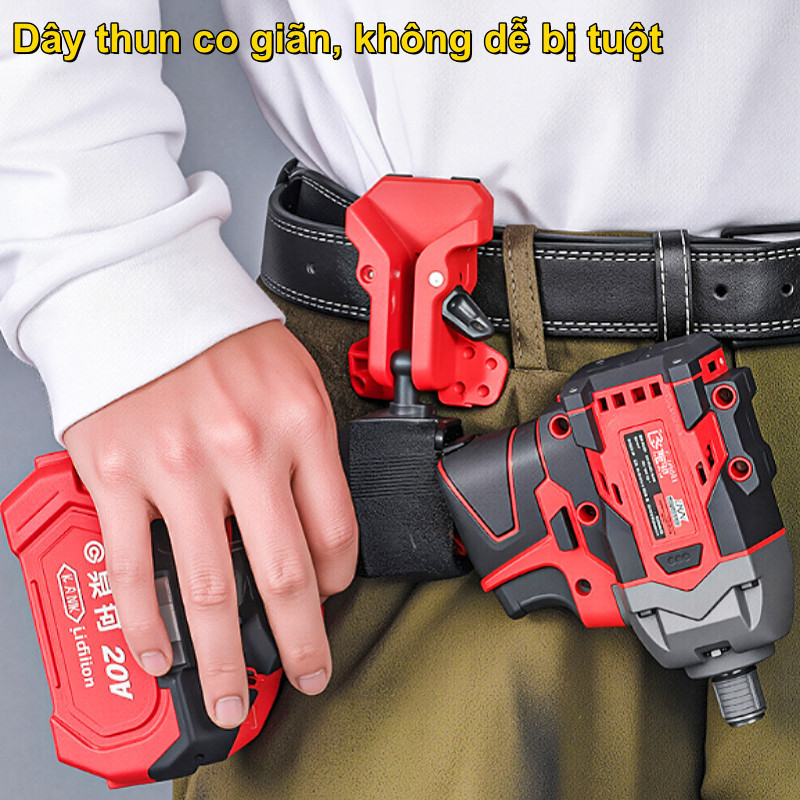 Kẹp đai giữ máy khoan tự khóa – nhựa ABS cứng cáp, tháo nhanh 1 tay, phù hợp dụng cụ điện & khí nén