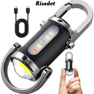 Đèn Pin LED Risedot Móc Khóa Sạc USB, ĐènMini Siêu Sáng Ngoài Trời với Đèn Đỏ và Xanh