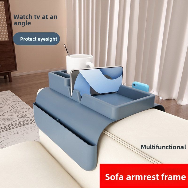 Sofa Cốc Silicone Sofa Tay Khay Có Túi Bên Khe Cắm Kép Đồ Uống Ăn Nhẹ Bảo Quản Điện Thoại Điều Khiển Từ Xa Tổ Chức