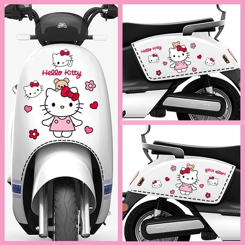 HelloKitty Sticker Xe Máy Hoạt Hình Trang Trí Miếng Dán Mũ Bảo Hiểm Miếng Dán Chống Thấm Nước