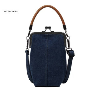 ZNCE _ Túi đeo chéo denim Túi đựng điện thoại đeo chéo denim cổ điển dành cho nữ Ví có khóa hôn có tay cầm trên cùng Dây đeo vai có thể điều chỉnh Túi xách nhỏ sành điệu cho các bữa tiệc và các buổi họp mặt