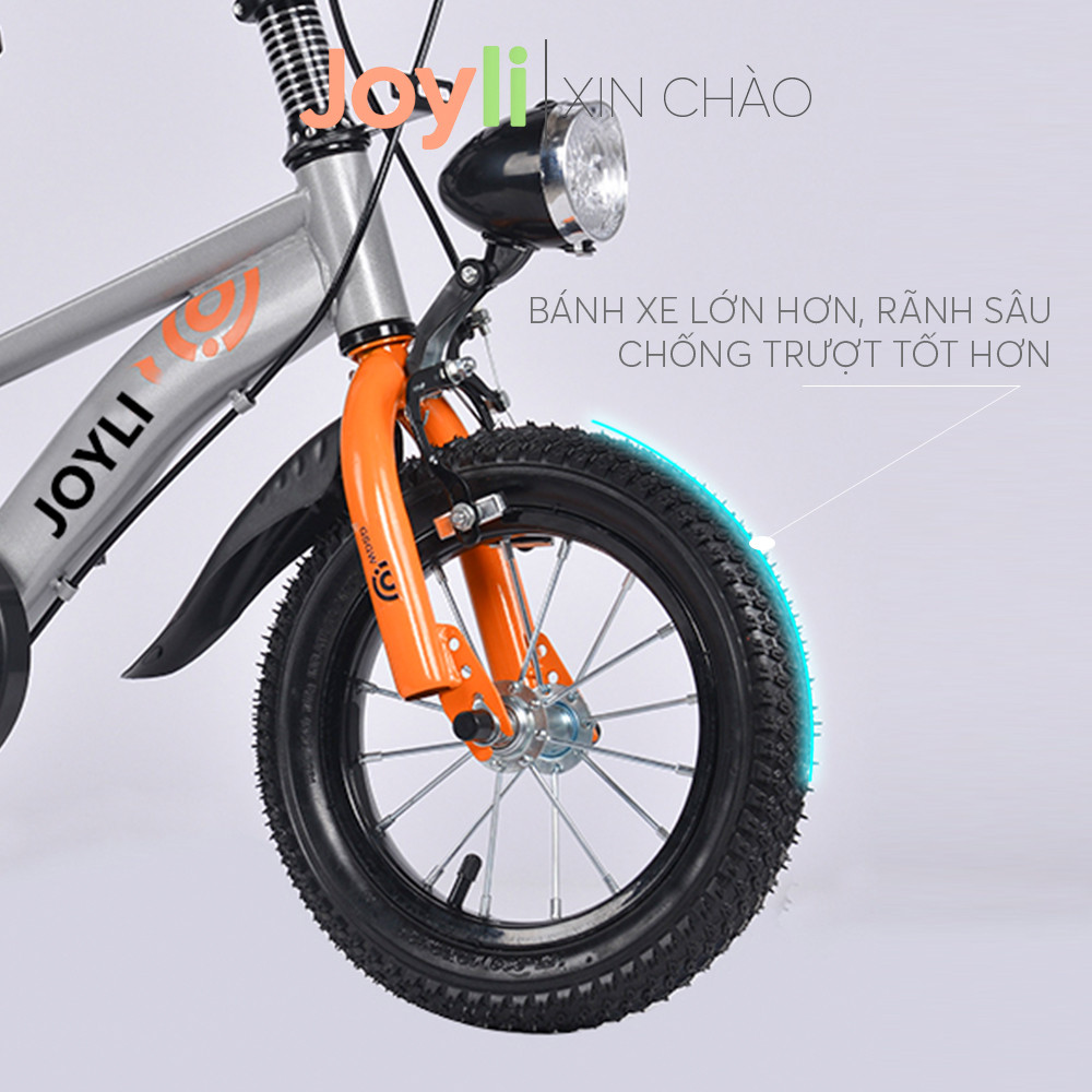 Xe Đạp Thể Thao Trẻ Em Cho Bé 2 - 7 Tuổi, Bánh Phụ, Phanh đôi, Đèn LED Ban Đêm