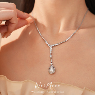 Châu Âu Mỹ ins Phong Cách Mới Kim Cương Giọt Nước Vòng Cổ Nữ