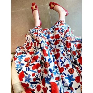 Xuân Hè Phong Cách Mới Pháp Retro Thời Trang Tính Khí Cao Cấp Mỏng Hơn Nhìn Tranh Sơn Dầu Hoa Giữa Chiều Dài Ô S