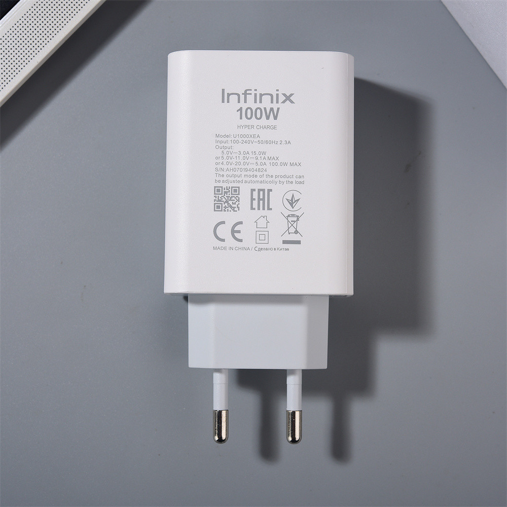 100W Max EU Infinix PD Bộ chuyển đổi sạc tường nguồn nhanh cho Zero Flip GT 20 30 Pro Note 50 40 Pro + Hot 50i 40i 1M USB C PD Cable
