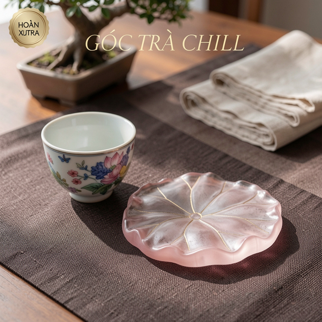 Phong Cách Trung Hoa Lá Sen Thủy Tinh Trà Coaster Dày Cách Nhiệt Trà Giữ Chậu Sen Master Cup Chống bỏng Phong Cách Trung Hoa Mới