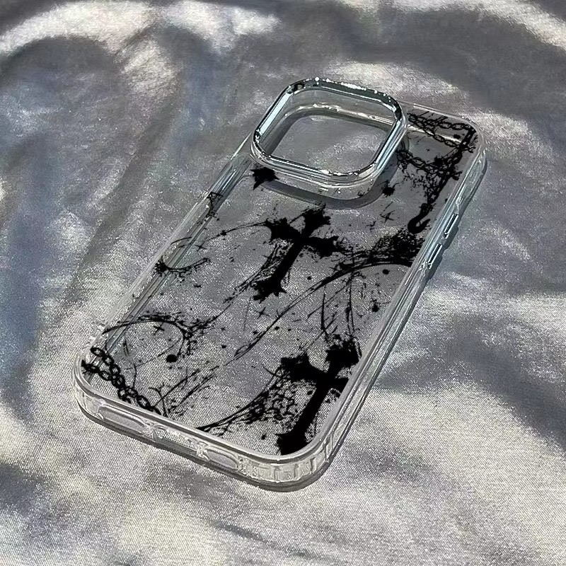 Ốp điện thoại Cool Dark Gothic Cross Mark cho iPhone 17 16e 16 15 14 13 12 11 Pro Max X XS XR 8 7 Plus Vỏ chống sốc mềm trong suốt
