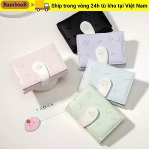 Ví nhỏ ngắn dễ thương BAMBOOB, Túi ID thời trang bé gái Ví in hình mèo con, Ví đựng tiền xu có khóa dây đeo PU Túi đựng tiền nữ