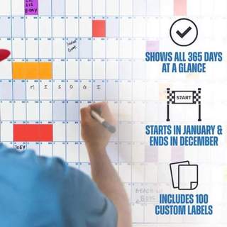 Wall Calendar 2026 Large Planner with Marker Full Year Wall Calendar with 100 Labels for Home Classroom Big Goals