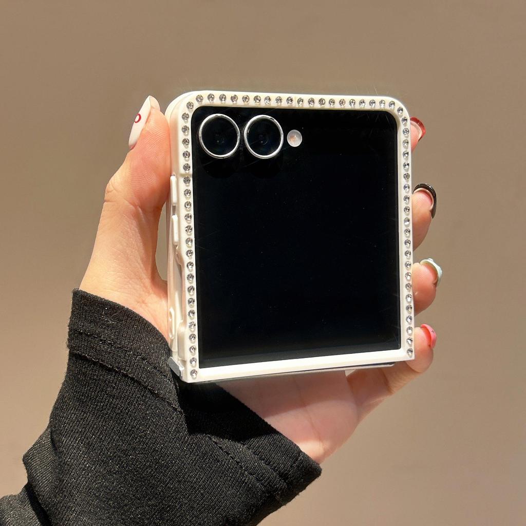 Kim Cương Bông Tuyết Khăn KT Ốp Lưng Điện Thoại Thích Hợp Cho Samsung Galaxy ZFlip7 zflip6 Vỏ Cứng Gấp Cho Z Flip 7 6 5 4 5G PuraX N3Flip MixFlip 2 Vỏ Bảo Vệ
