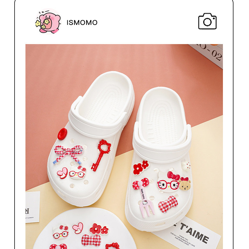 Phụ Kiện Giày Lỗ Dễ Thương Hellokitty Nơ Giày Hoa Thích Hợp Cho crocs Khóa Giày Có Thể Tháo Rời Khóa Giày Lỗ Khóa Giày Busch Khóa Giày Zhibixing ins Giày Hoa
