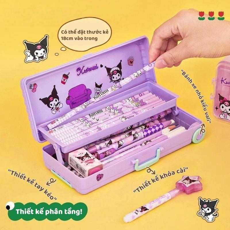 Hộp đựng bút xe đẩy kiểu hoạt hình cá tính, đa chức năng cho bé gái, ngăn đựng lớn, sản phẩm mới ưu việt