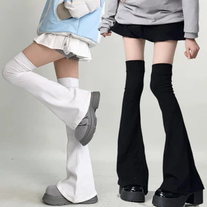 Tất trên đầu gối phong cách đường phố cho bé gái, chất liệu nylon nhẹ, thiết kế áo loe - Tùy chọn màu đen và trắng