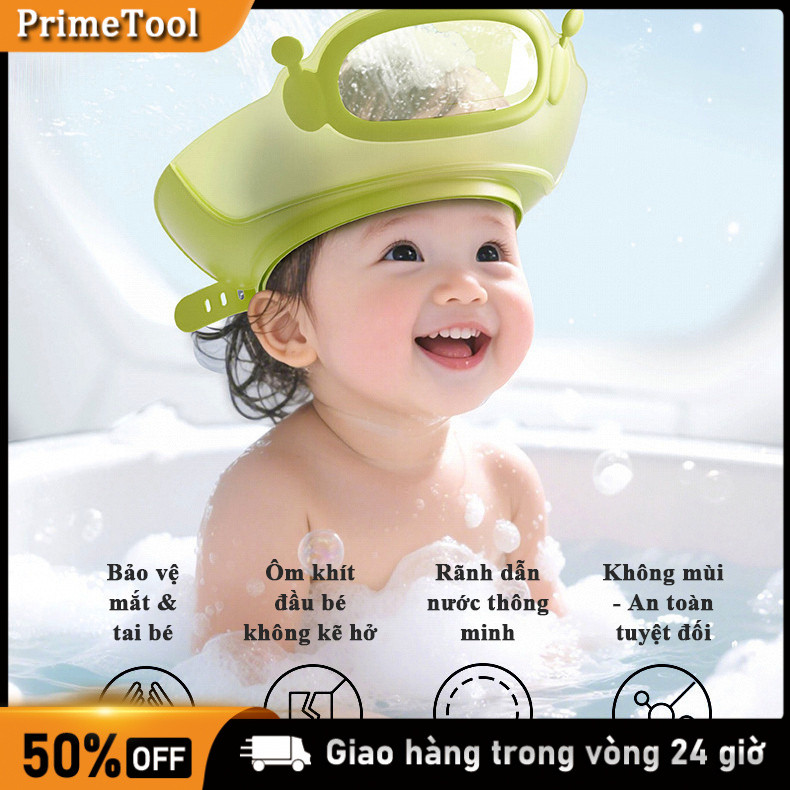 Nón tắm gội bé chắn nước tai mắt điều chỉnh 0-15 tuổi Mũ Gội Đầu / Nón Tắm, Chắn Nước Vào Tai và Mắt, Silicon