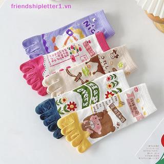 {FH Fashion} Tất nữ năm ngón mùa thu đông Phim hoạt hình dễ thương xẻ ngón chân thoáng khí Nhật Bản dành cho nữ Tất ngón chân Harajuku.