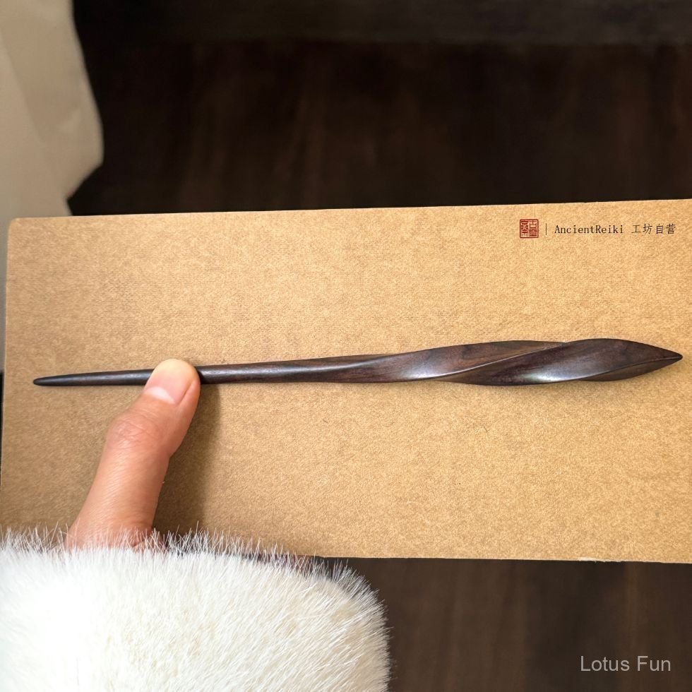 18cm gỗ đàn hương điêu khắc sóng đường nét trâm cài tóc phục cổ kiểu Trung Quốc nhỏ độc đáo thiết kế cảm giác đầu trang sức