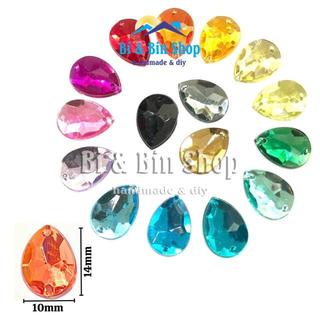 72 Viên Đá Kết Nhựa Giọt Nước 10x14mm Đính Kết Trang Phục Thời Trang, Làm Phụ Kiện Handmade