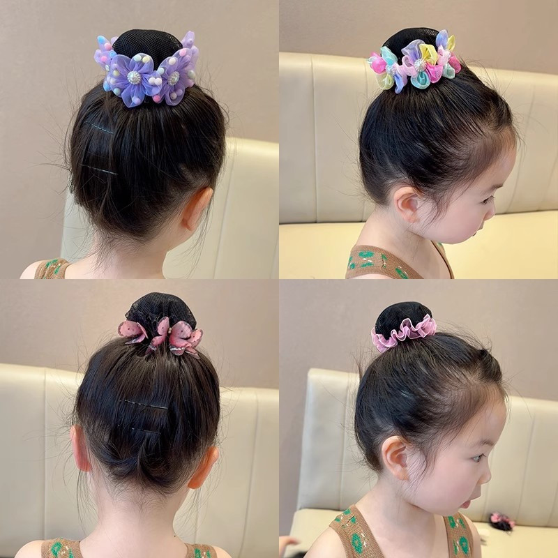 Lưới Tóc Khiêu Vũ Trẻ Em Cho Bé Gái, Lưới Tóc Chấm Điểm, Dụng Cụ Tạo Kiểu Tóc Khiêu Vũ Học Sinh