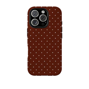 Họa tiết chấm bi màu trắng nền đỏ Thích hợp cho iPhone 17Promax 16Pro 15 11 12 13 14 xs XR 17Air Vỏ cứng hai lớp chống sốc NCNJ